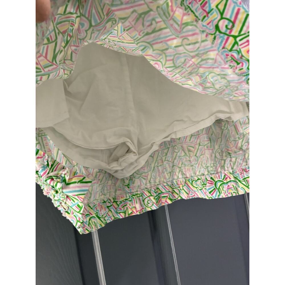 Lilly Pulitzer Green Pink sailboat lighthouse Skirt Size 14 Ruffled trim - Picture 3 of 9